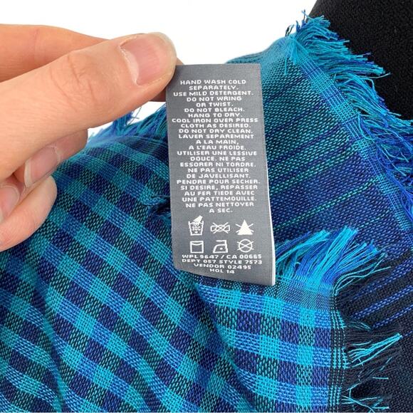 EDDIE BAUER Gingham Striped Scarf Blue - Picture 5 of 5